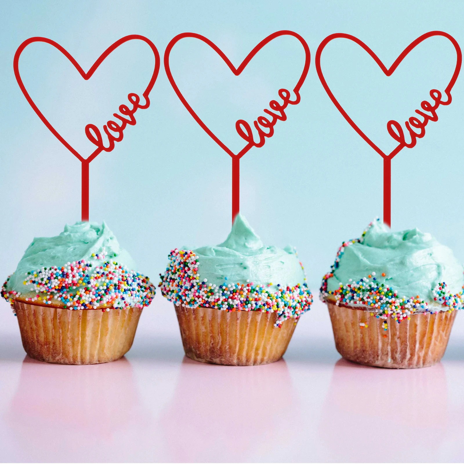 

10 Pcs Acrylic Cake Toppers Heart Shaped Picks Love Design Wedding Party Decorations Stylish naments Dessert Accessories