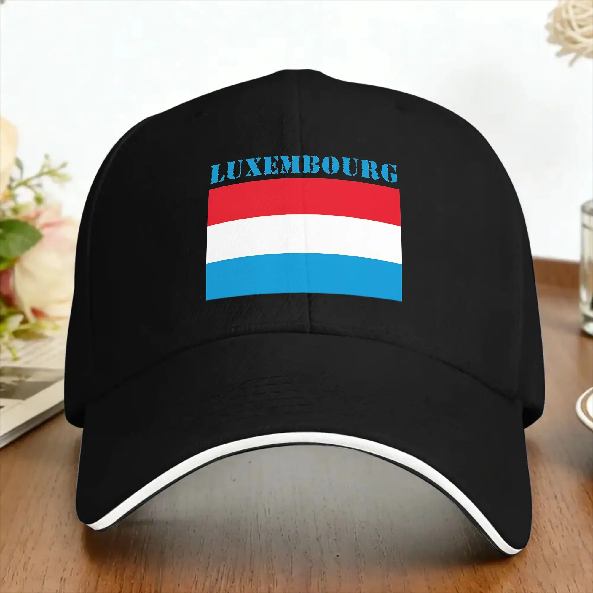 Luxembourg Letter Logo With Luxembourg Flag Color Strip Casual Baseball Cap  Kpop Rock Trucker Hat Summer Baseball Caps