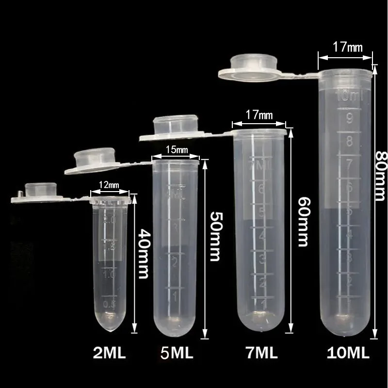 10pc 2/4/5 / 10ML Laboratory Supplies Sample Transparent Micro Plastic Centrifuge Tube Test Tube Snap Laboratory Container PE