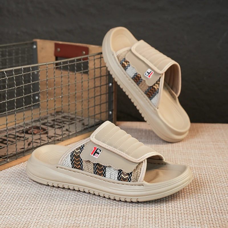 

Men's one strap slides slippers New summer breathable lightweight fashion outdoor beach walking soft sole sports casual slippers