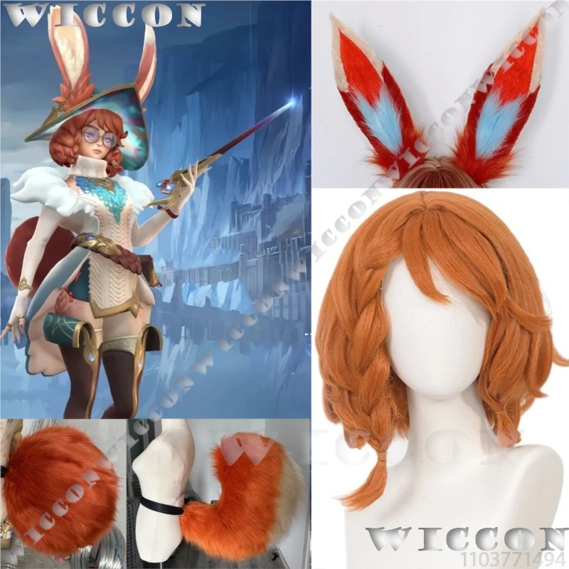 

Aurora Fox Girl Game 101 Cosplay Orange Braid Wig Woman Cos Furry Fur Ears Tail Prop Cute Animal Girls Halloween Party Roleplay