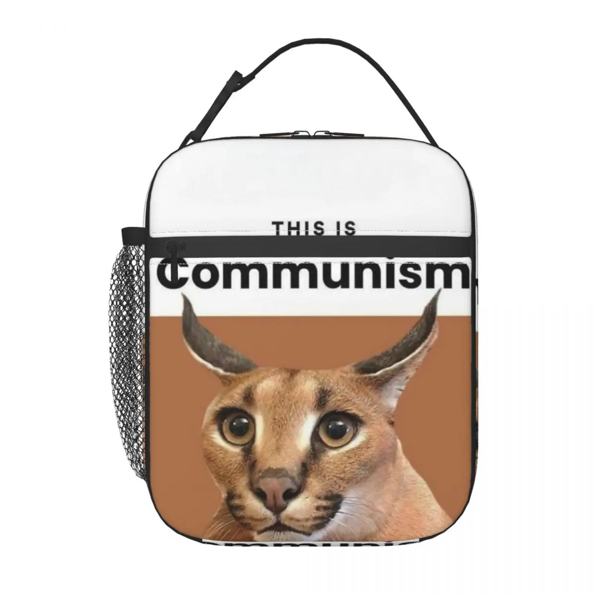 Communism Floppa Cute Meme Insulated Lunch Bag for Outdoor Picnic Caracal Cat Portable Thermal Cooler Bento Box Women Children