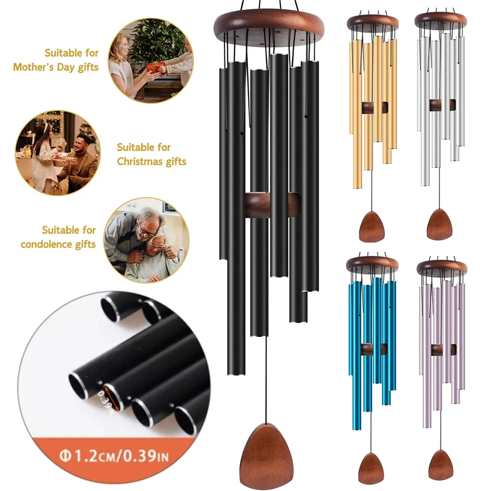 

6 Tubes Wind Chimes Pendant Aluminum Metal Pipe Balcony Outdoor Yard Garden Home Decoration 37 Inch