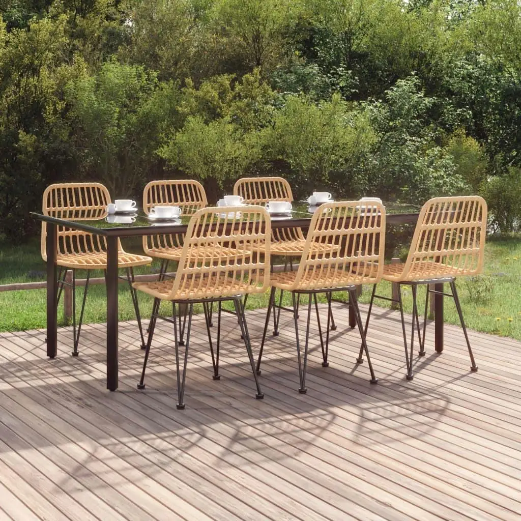 7-Piece Outdoor Dining Set - Durable Poly Rattan Patio Furniture for Garden & Backyard