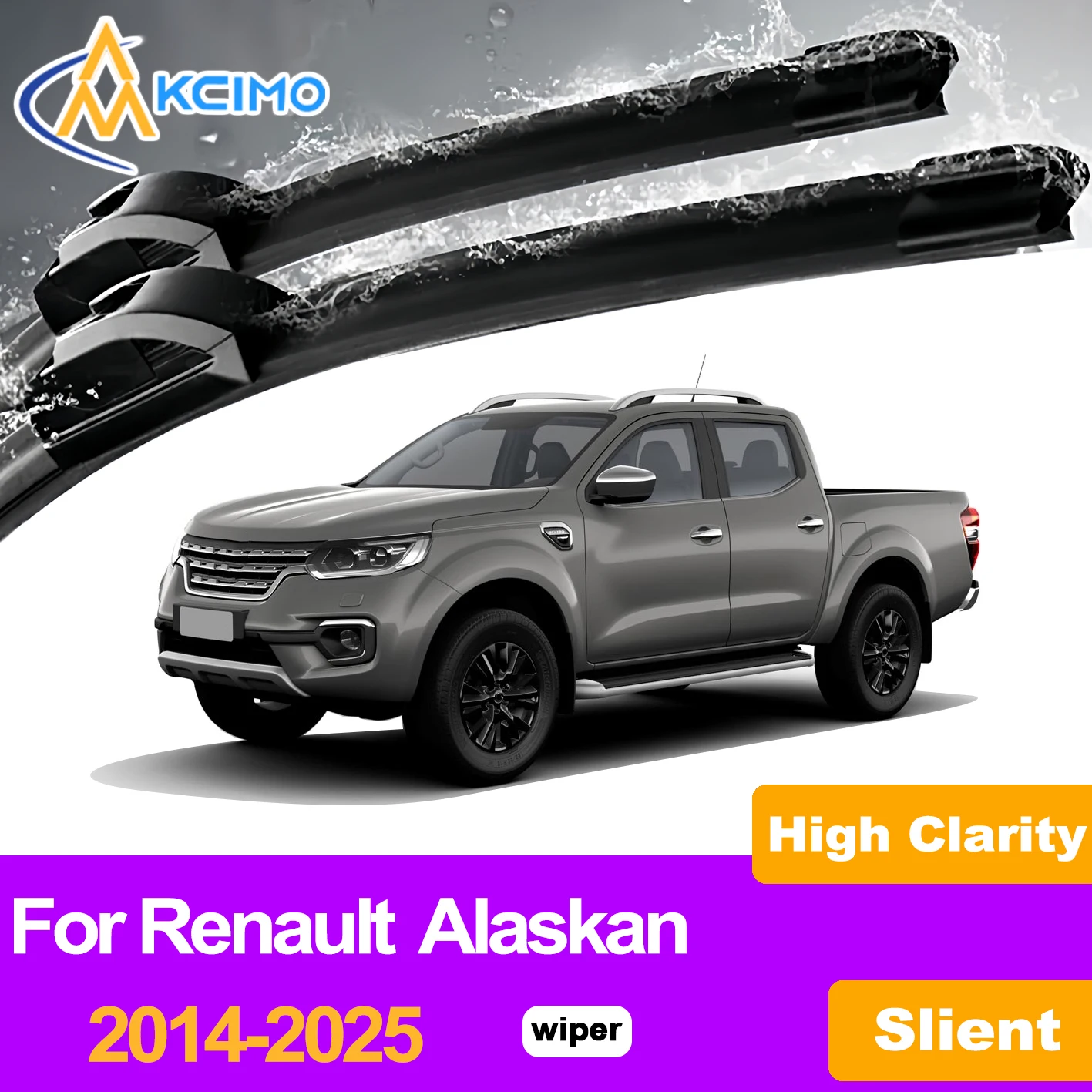

KCIMO 2PCS Front Windshield Wiper Blades For Renault Alaskan 2014-2025, Perfect Fit Superior Contact Reliable Performance