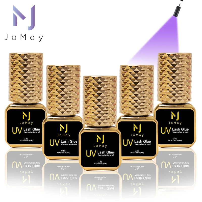 

JOMAY 5pcs Super Strong Glue for Eyelash Extensions 5ml Professional UV Glue Makeup Tools Black Transparent Purple 0.5S 1s