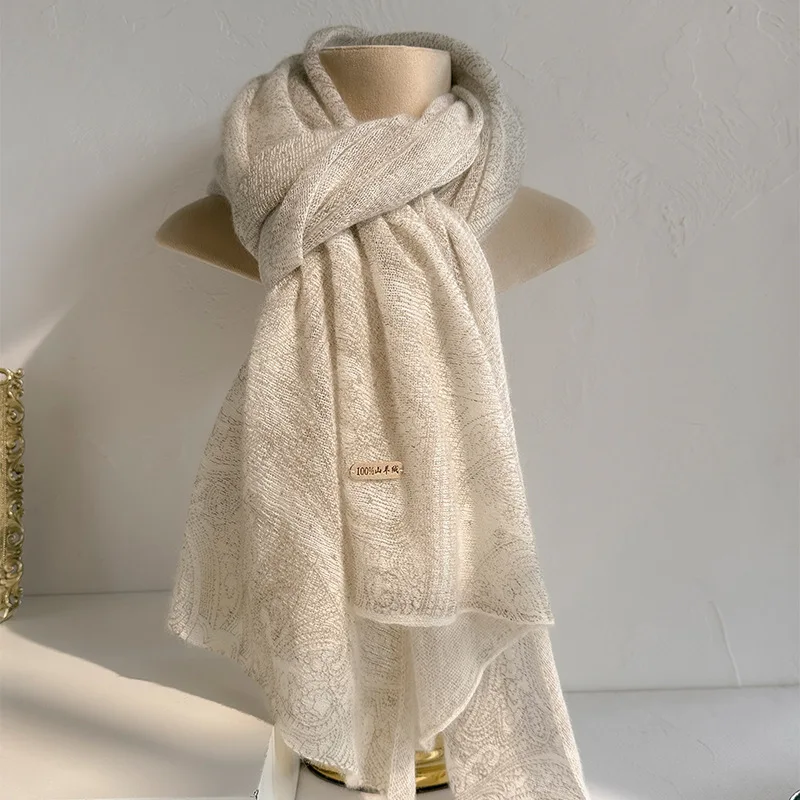 

Кашемировый шарф в итальянском классическом стиле с принтом, осенне-зимняя вязаная шаль для женских нарядов, высокое качество