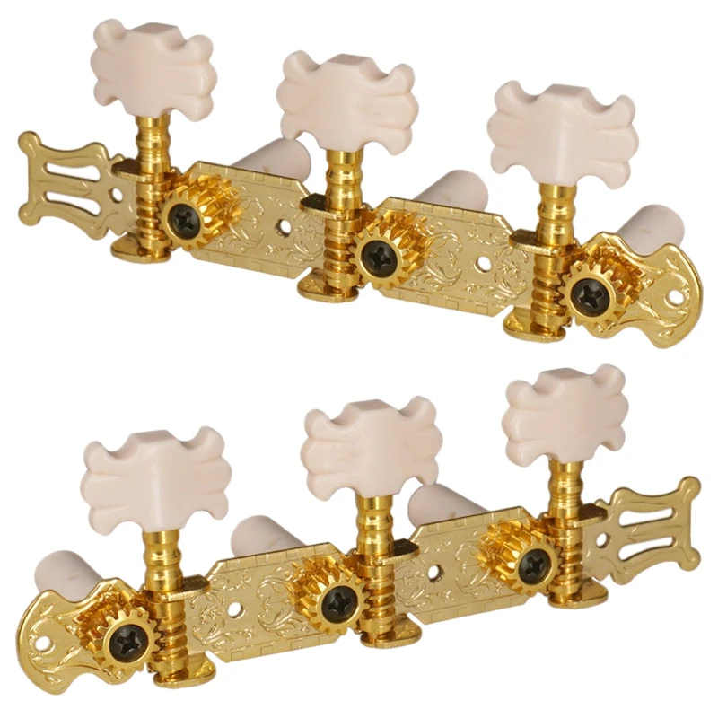 Classical Guitar String Tuners Keys Machine Heads Tuning Pegs 1 Left 2 Right With Mount Screws Golden