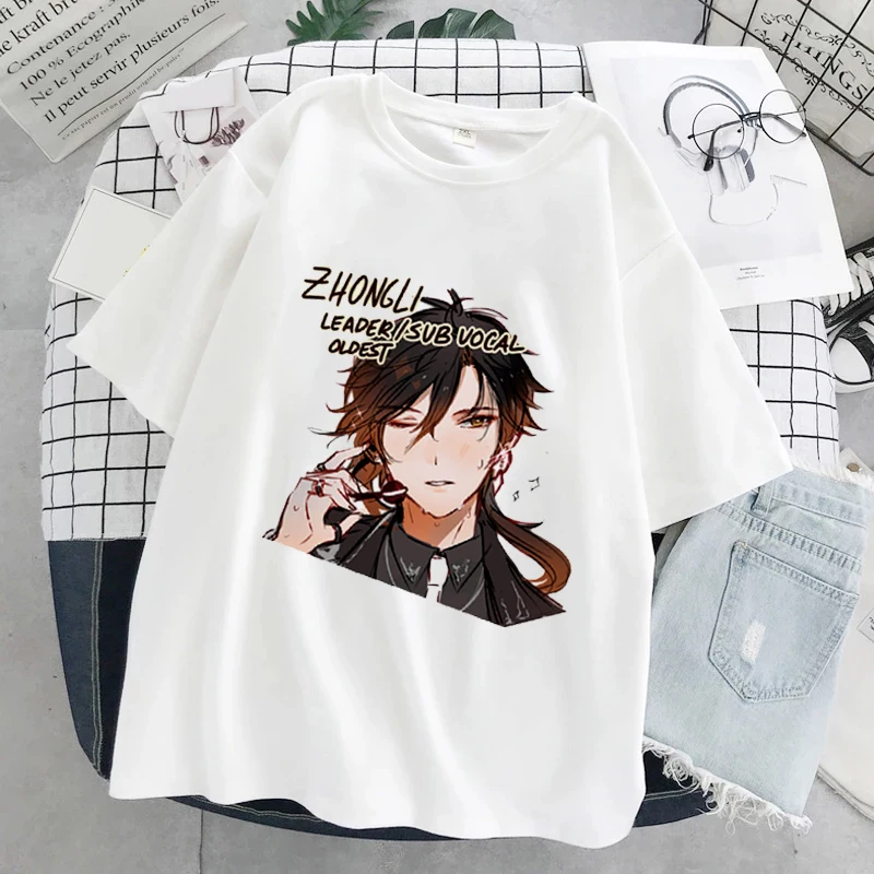 Genshin Impact Clothes Aesthetic Graphic Women T-shirt 2023 Summer Anime Harajuku Fashion Short Sleeve T Shirt Y2k Clothes Tops