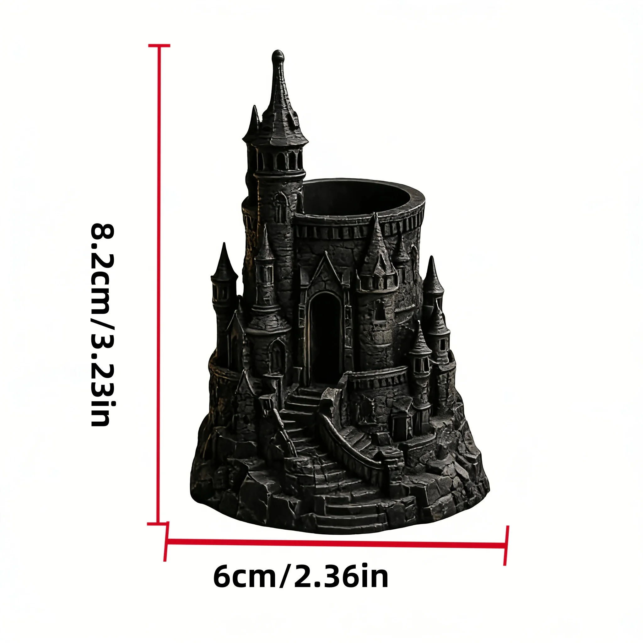 1/2/3 Piece Set of Dark Castle-Shaped Pen Holders, 3D Printed Desktop Ornaments, Micro Landscape Castle Architectural Pen Holder Ornaments, Creative and Stylish Designs, Cool Holiday Gifts