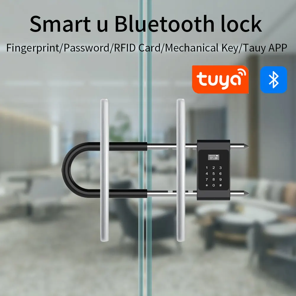 Haha-lock cerradura inteligente controlada por aplicación, cerradura de puerta en forma de U altamente segura, tarjeta IC Bluetooth, cerradura