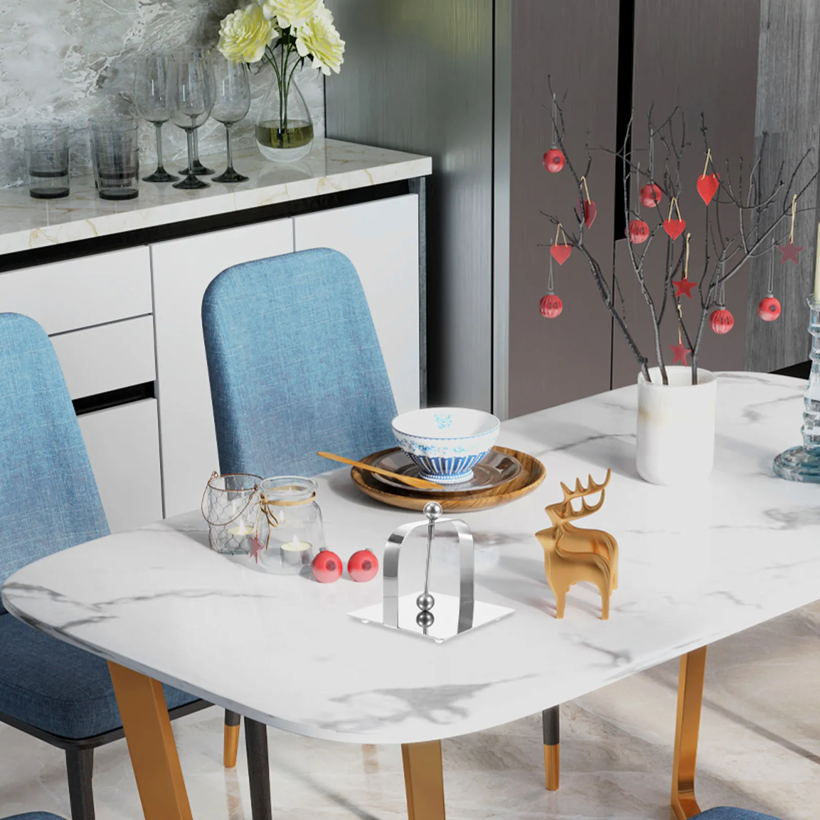 

1Pcs Modern Sleek Napkin Holder Stand Flat Surface Paper Towel Tissue Organizer for Dining Table Office Outdoor Use Metal Ball