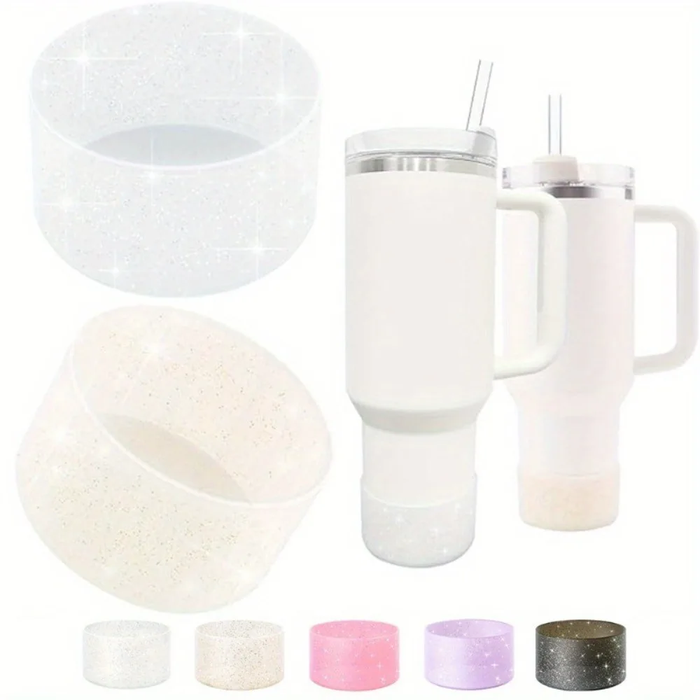 Silicone Bottle Bottom Sleeve Anti-Slip Cup Accessories Glitter Protective Case Heat Insulation Water Bottle Pad for 12-24oz