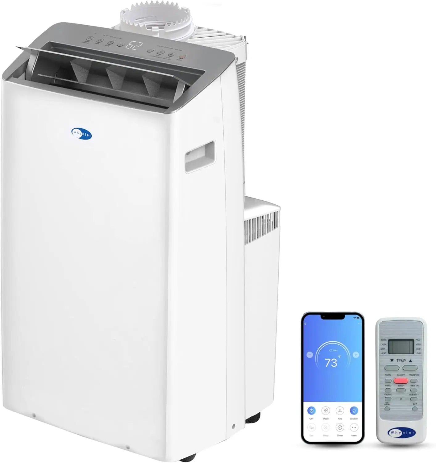 Inverter Portable Air Conditioner 14,000 BTU with Dual Hose, Dehumidifier, Cooling Fan & Smart Wi-Fi for 600 Sq Ft Rooms