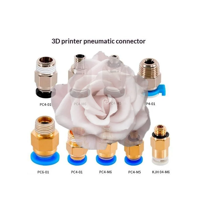 Popular High Temperature Resistant 3D Printer Pneumatic Fitting 1Pc PC4-M6 PC4-M10 PC4-01 Straight Male Connector