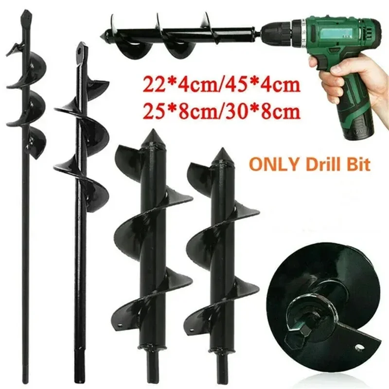 Drill Head for Digging Hole for Garden Planting Farm Agricultural Spiral Drill Bit Loose Soil Ground Drill Short Rod Plant Tool