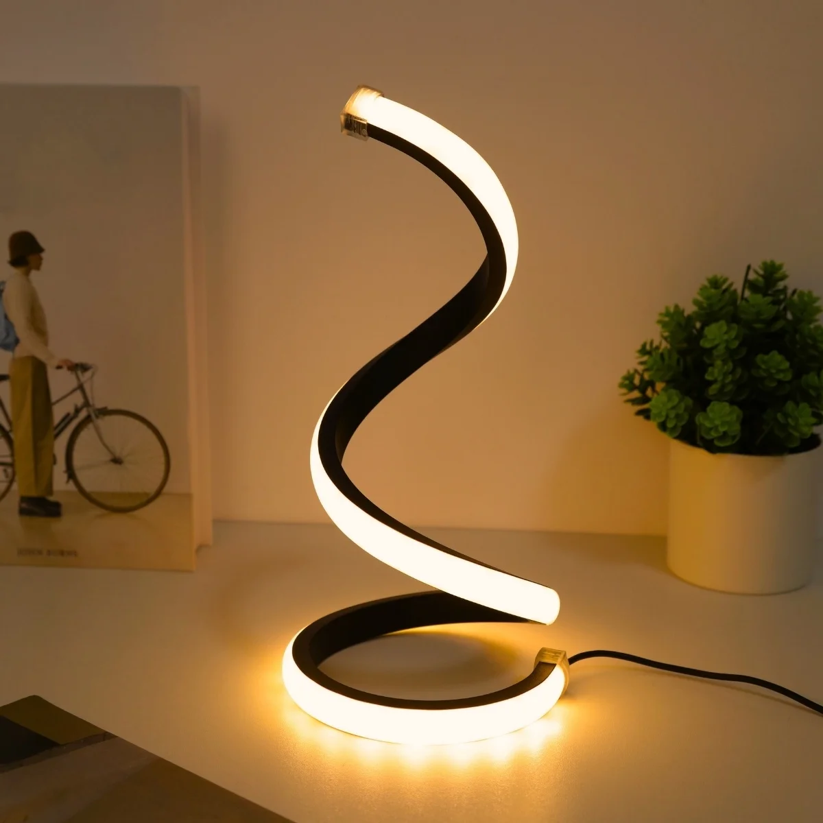 Modern creative 3-color dimmable LED desk lamp, USB powered, suitable for decorative desk lamps in home bedrooms and offices