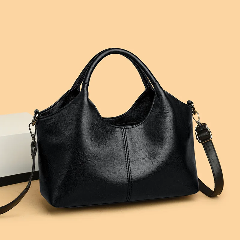 Women's Large Capacity Simple Versatile Solid Color Commuting Shoulder Bag Crossbody Bag