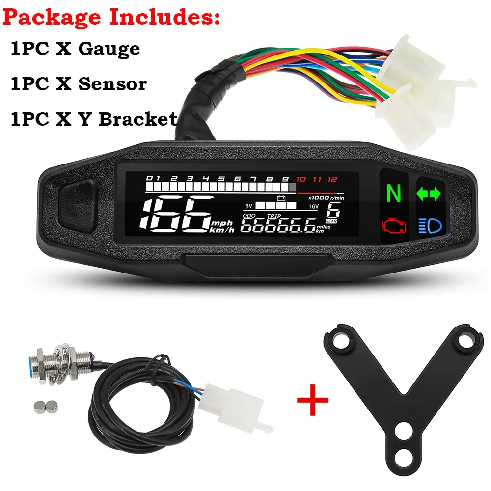 Ein neuer Universal Moto RPM Tachometer Tachometer Geschwindigkeitsmesser Tacho Meter Digitaler Kilometerzähler Instrument Sensor Set für Motorrad