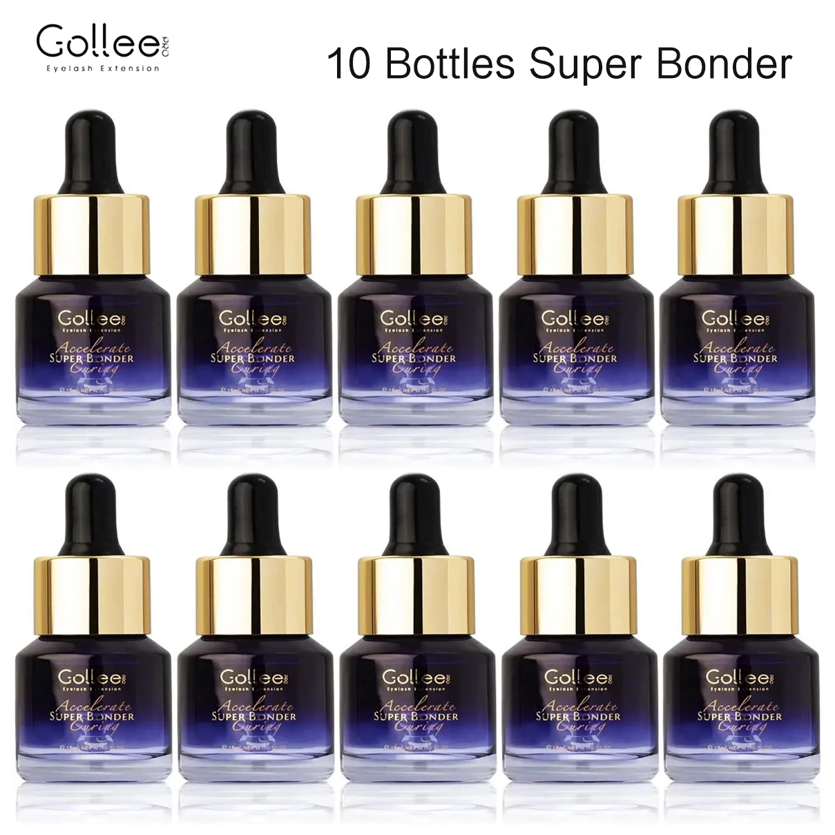 Gollee 10 Bottles Clear Accelerated Super Bonder Suitable for Any Eyelash Extension Glue To Make Eyelash Extensions More Durable