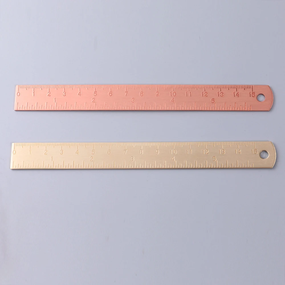 Unisex Students Bookmark Metal for School Office Brass Straight Ruler Learning Measuring Ruler Drawing Ruler