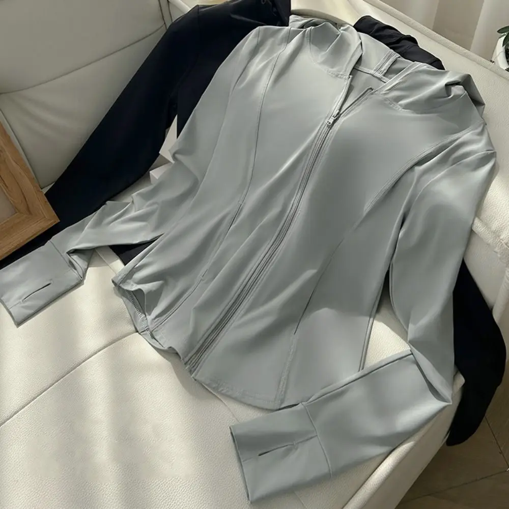 Anti UV Summer Sunscreen Hoodie Shirt Long Sleeve Quick Dry Jacket Women Thin Solid Color Sun Protection Sweatshirt Sports