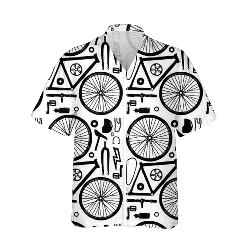 

Hawaiian Men's Shirt 3d Funny Bicycle Print Beach Vacation Short Sleeve Summer Oversized Top Casual Men's Short Sleeve Shirt