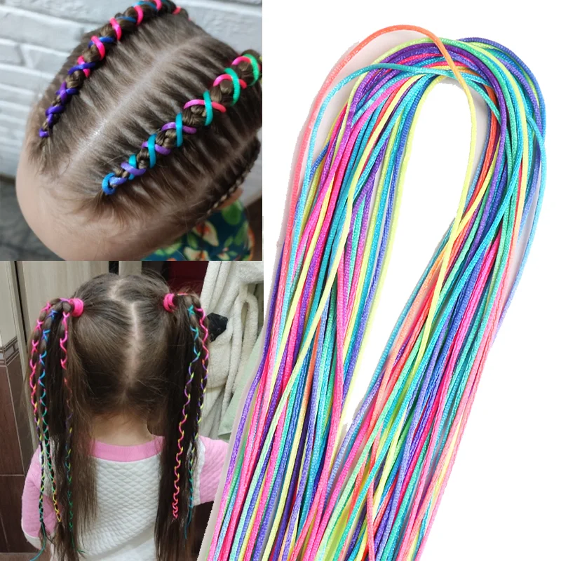 90cm Colorful 4-12Pcs Braided Rope Strands Dirty Braid Hair Accessories Hip Hop Girl DIY Ponytail Hair Accessories