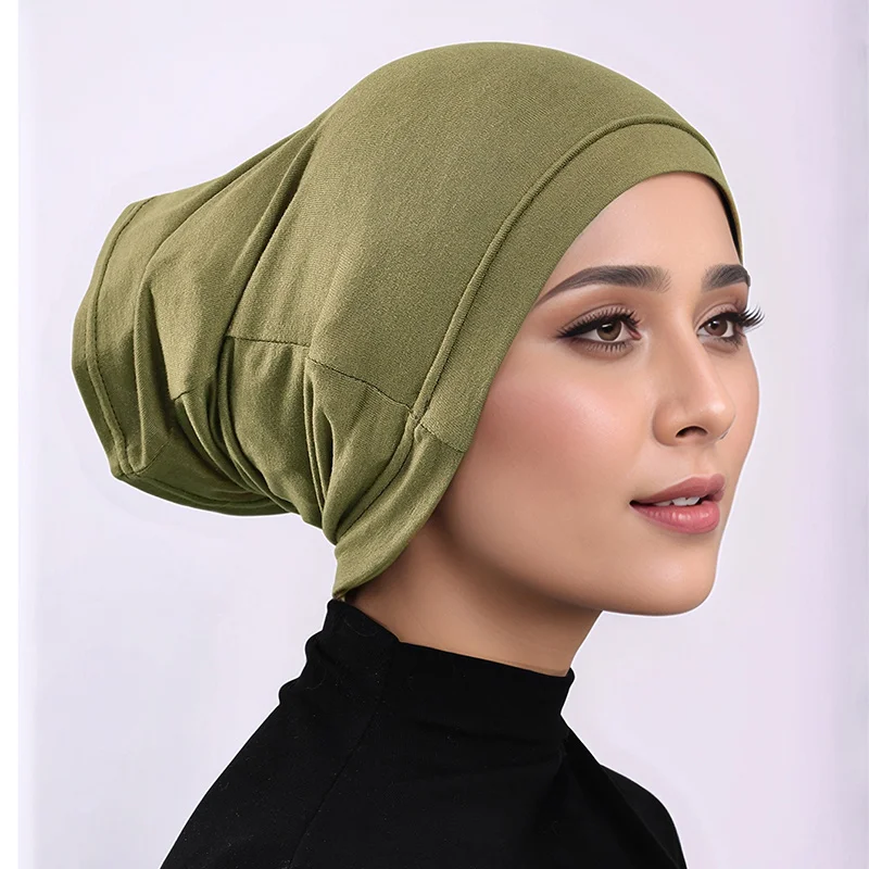 12pcs Fashion Jersey Modal Hijab Inner Wrap Solid Color Muslim Headscarf Elastic Undercap Headband Islamic Turban Bonnet