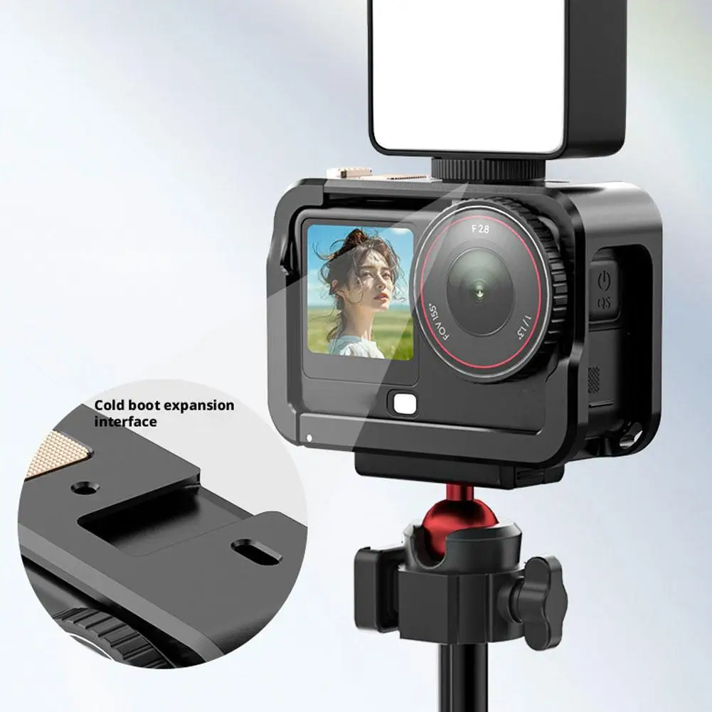 ل DJI Action 6 قفص أرنب معدني مقشر سبائك الألومنيوم تمديد مقبض ملحقات الكاميرا #1