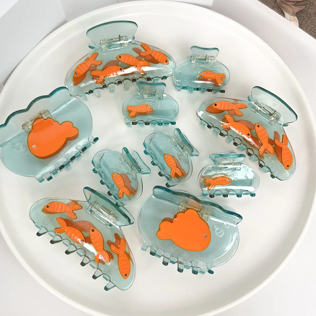 مشابك صغيرة لطيفة على شكل سمكة ذهبية، مشابك شعر كوي، ملحقات شعر بحمض الأسيتيك، مشبك سمك القرش للنساء والفتيات، إكسسوارات الشعر