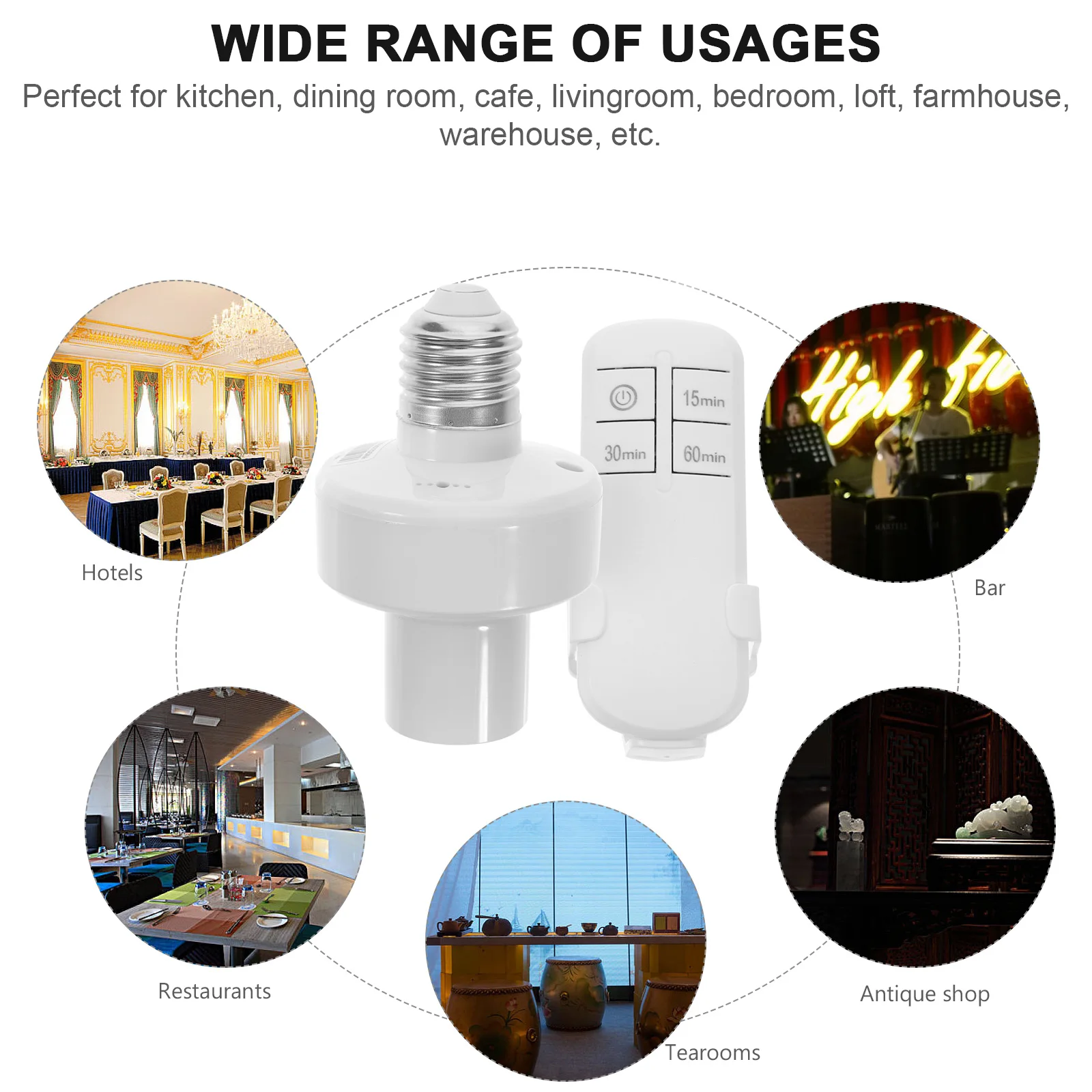 

30M Wireless Remote Control Light Switch Kit Programmable Smart Bulb Socket Aluminum Alloy Adapter for LED Incandescent Lamps