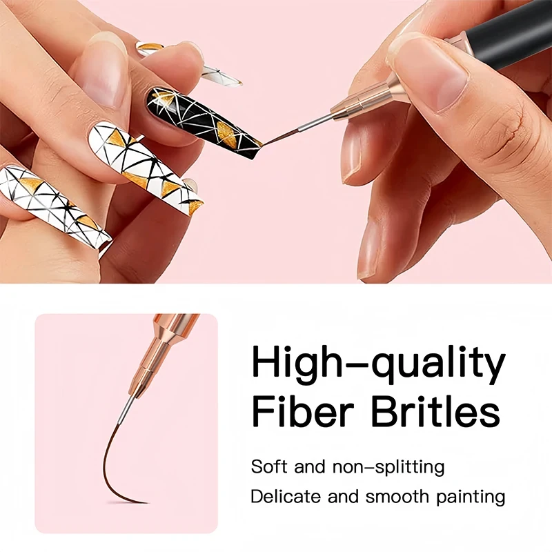 5-Piece Professional Nail Art Pen Set, Including Fine Detail Striping Pens, Ultra-Fine Line Detail Drawing Pens, Painting Pens,