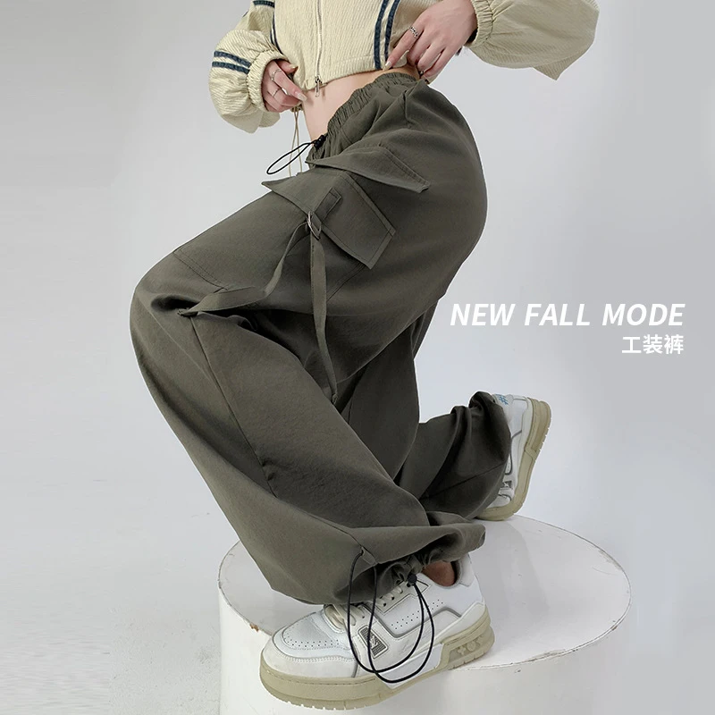 

Брюки-карго женские на молнии, летние хлопковые тонкие, милые, крутые, городские, быстросохнущие, эластичные, легкие для музыкальных встреч, уличная одежда Highstreet