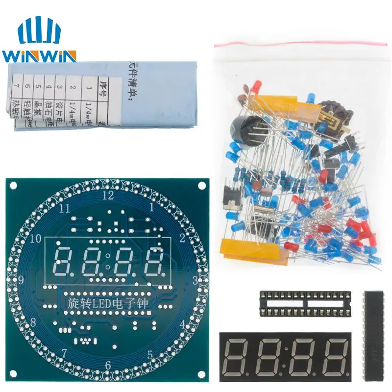 DIY obrotowy cyfrowy moduł wyświetlacza LED Alarm elektroniczny zestaw zegara cyfrowego 51 SCM tablica edukacyjna 5V DS1302