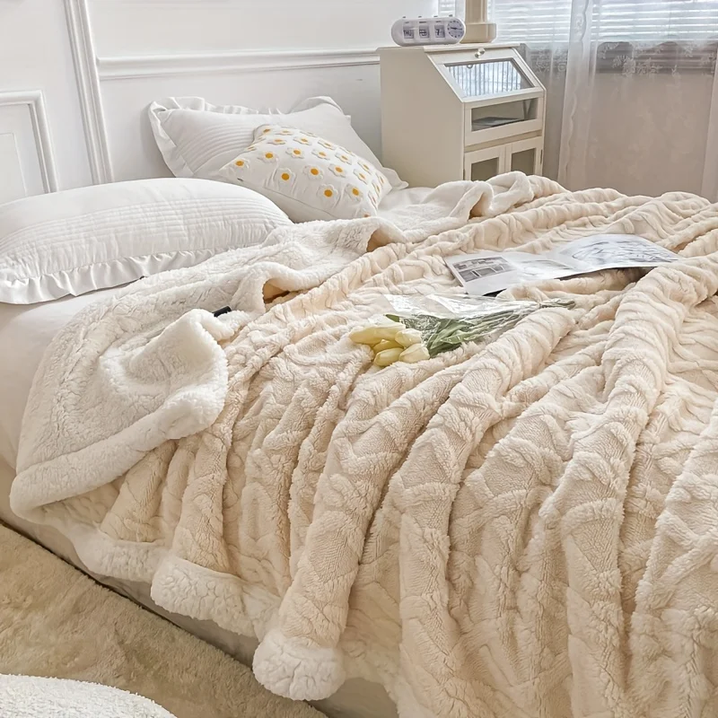 

Solid Color Double-layer Jacquard Tower Skin Velvet Lamb Velvet Blanket Thickened Single Bed Blanket Throw Blanket