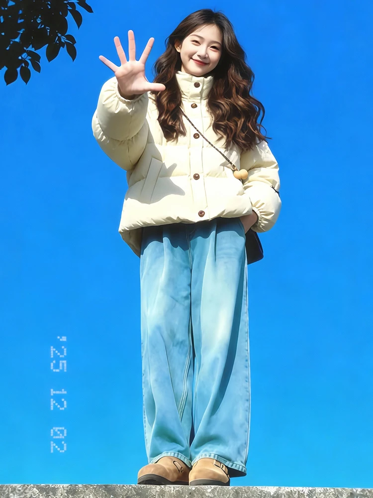 Abrigo de invierno coreano Sle para mujer Jaet Thiened Fce forrado Quali prendas de vestir exteriores ropa de calle Faionable abrigo de algodón