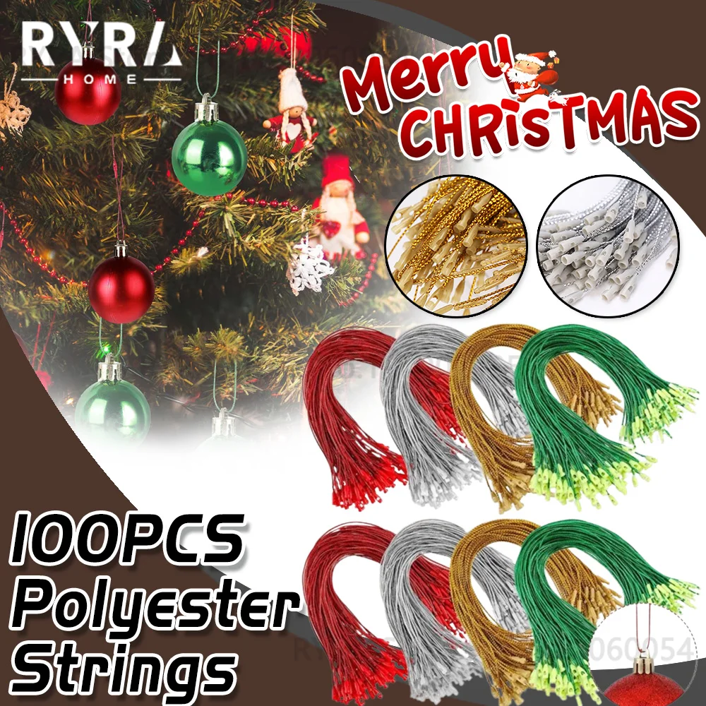 Christmas Ball Ropes Xmas Tree Ornaments Hanging String Ribbon Hook Tag Label String Pendant Decoration With Snaps Locking Pin