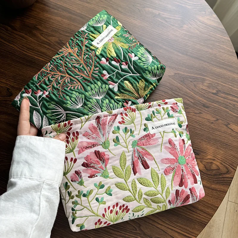 Bolsa de cosméticos Floral Ins, bolso de mano para mujer, bolsas de maquillaje, bolsas de almacenamiento portátiles para el cuidado de la piel, bolsa de aseo, bolsa de maquillaje, organizador de viaje