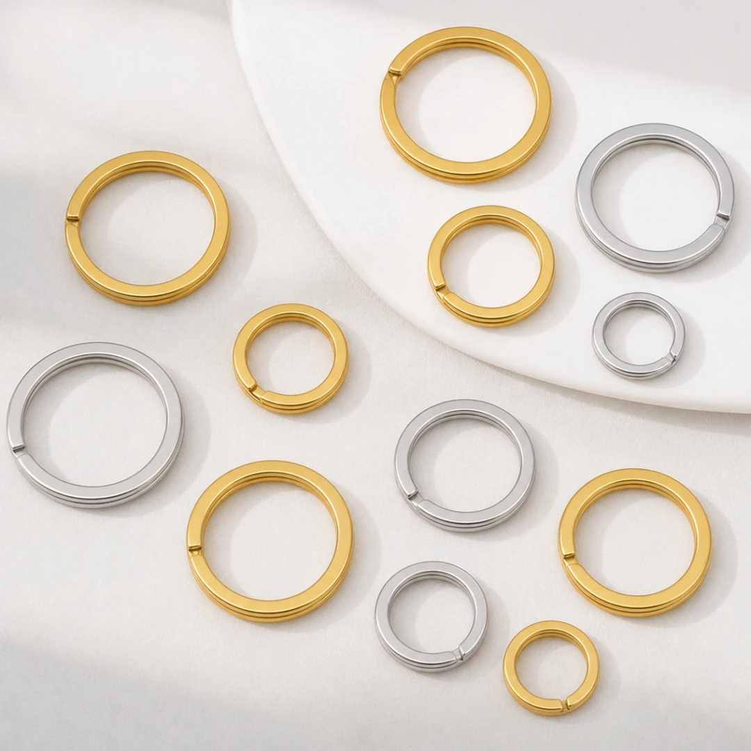 10 Stück 15/20/25/28/30/32mm Edelstahl Schlüsselringe Flache Schlüsselanhänger-Ringe für Schlüssel DIY Basteln Haus Auto Büro Zubehör – Detail 1