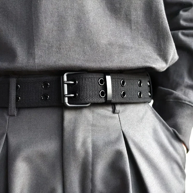 

2024 New Men's Double Row Needle Buckle Woven Belt Women's Belt Leisure Sports Outdoor Work Belt