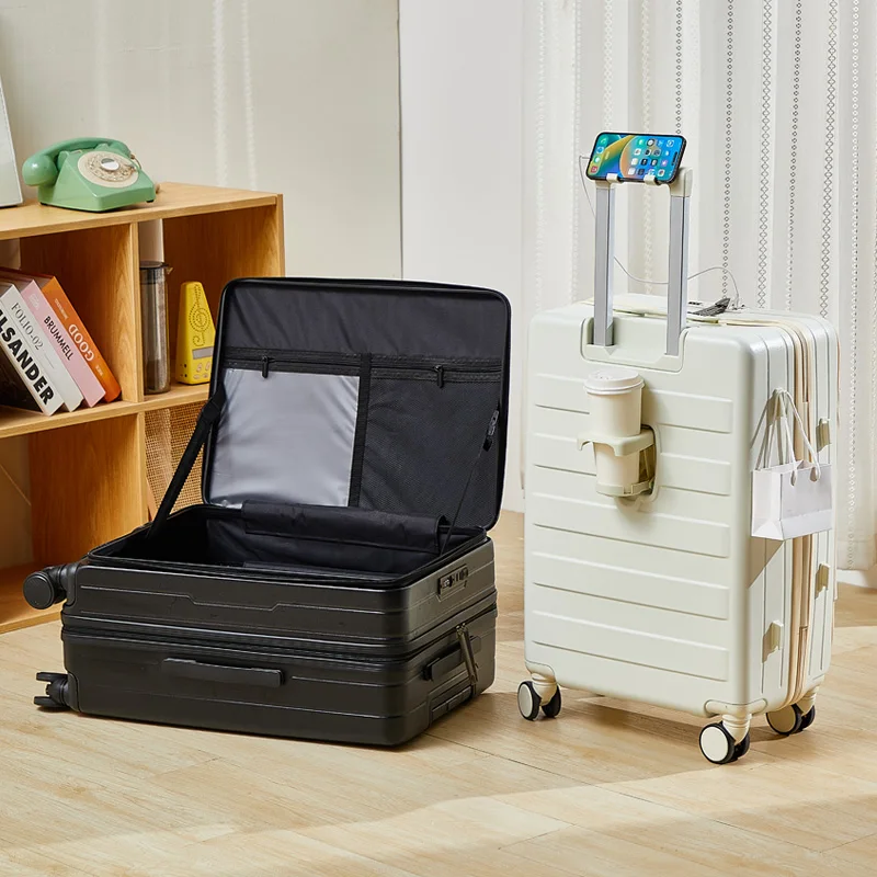 

New Side Open Cover Lage Multi Functional Pull Rod 20 Inches Busin Travel Boarding Box Password Travel Suitcase 24