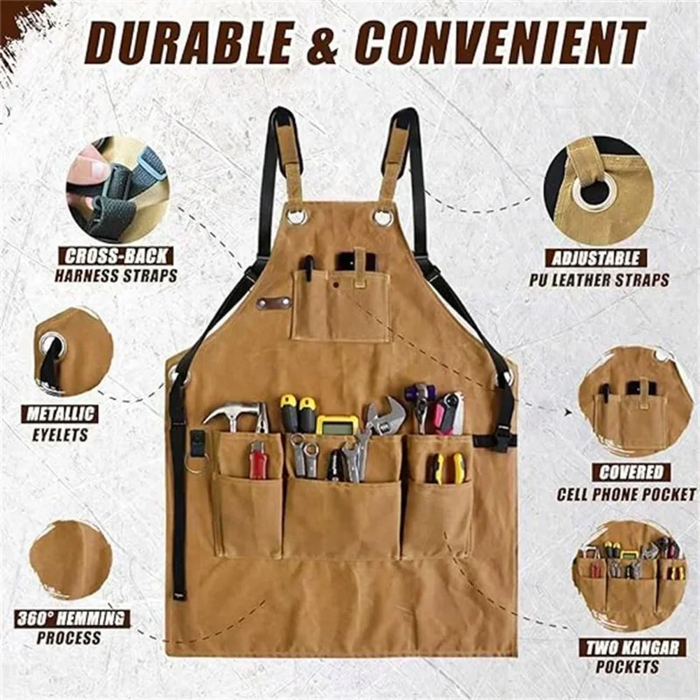 

Wear-resistant Work Apron Multiple Colors Available Thick Canvas Work Apron For Electricians Carpenters Household Merchandises