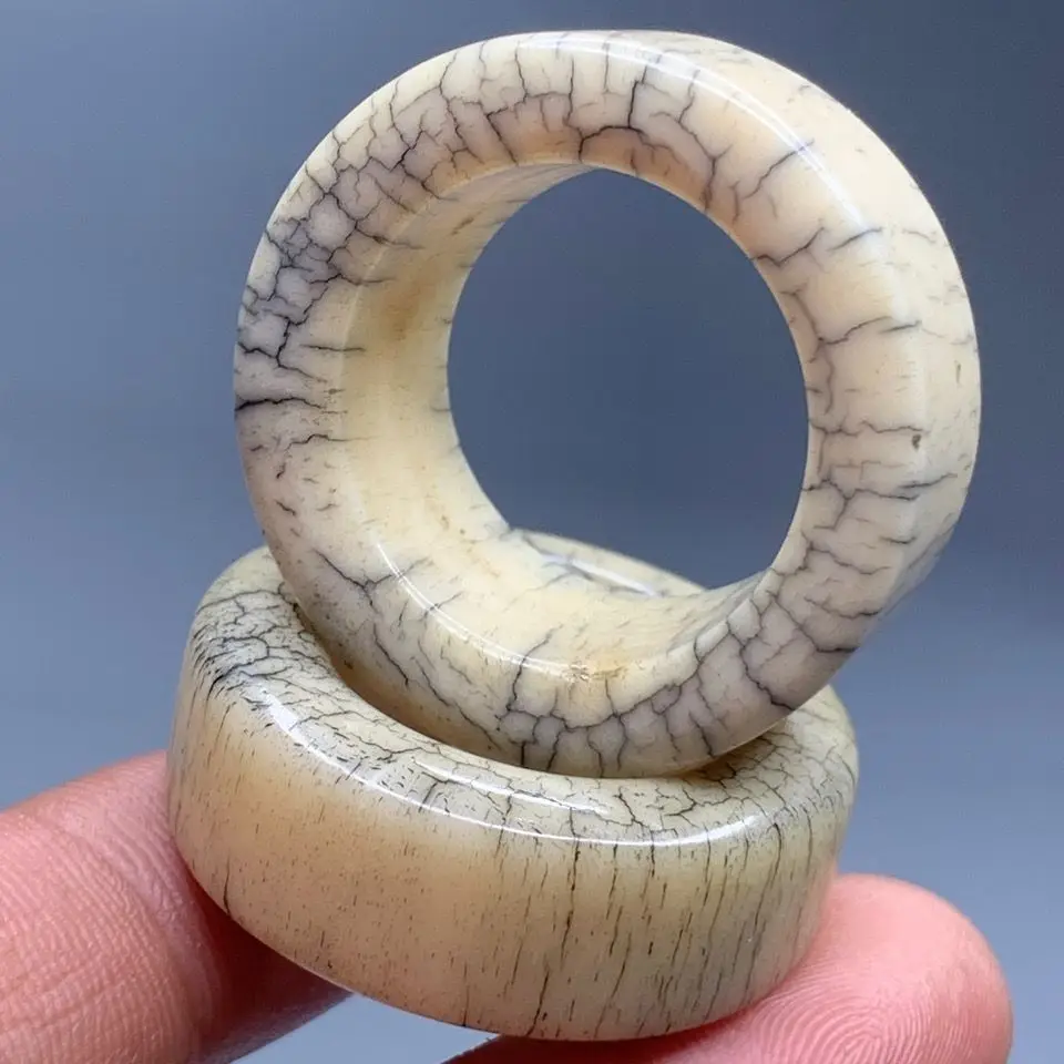 Natural old yak bone safety buckle running ring bone circle ring pendant antique necklace DIY Bodhi accessories