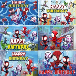 Disney Spidey e seus incríveis amigos Fotografia Backdrop, Photo Studio Decor, Hero Cloth for Boys, Birthday Party Backdrop, No DIY