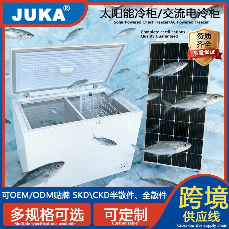 

110Mm thickened solar freezer 308L DC/AC removable cold chain cold storage freezer refrigerator factory