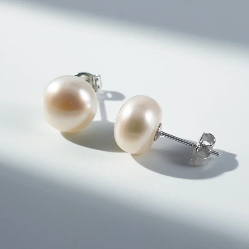 100% Natural Pearls Stud Earrings Bead Half Drilled Hole Freshwater Pearl Bread Beads for Jewelry Making DIY Earring Accessories