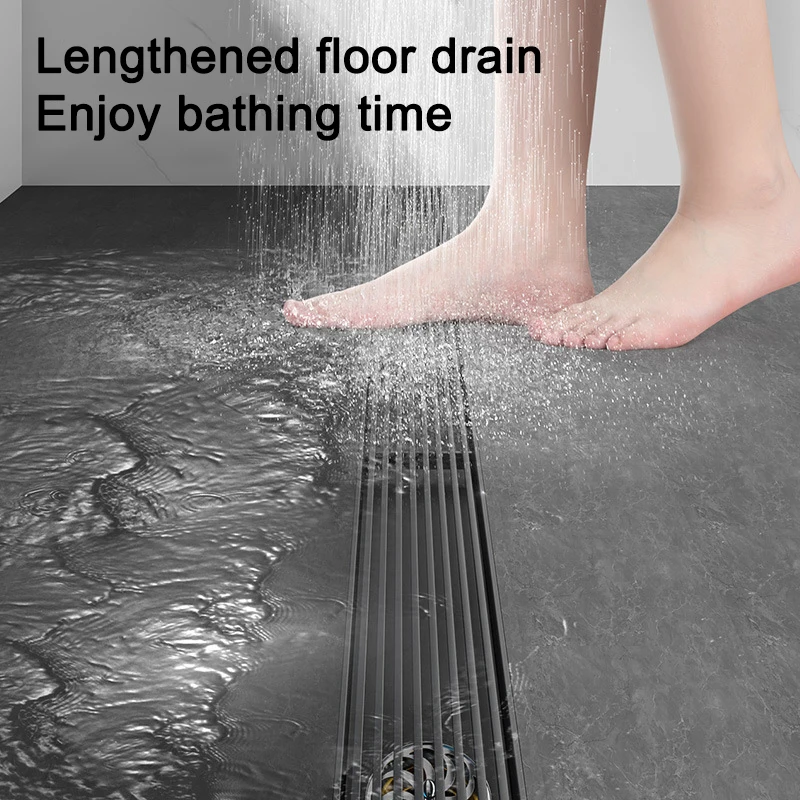 Bathroom Floor Drain 304 Stainless Steel Floor Drains Gun Gray Double Hole Drainage Copper Core Deodorant Floor Drain