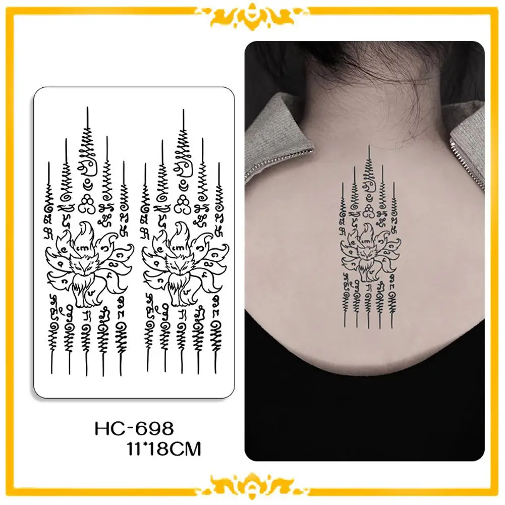 ملصق وشم مؤقت عشبي تايلاندي، فن الجسم بأكمام ذراع الكتاب البوذي الواقعي، وشم مزيف مقاوم للماء يدوم طويلاً #2