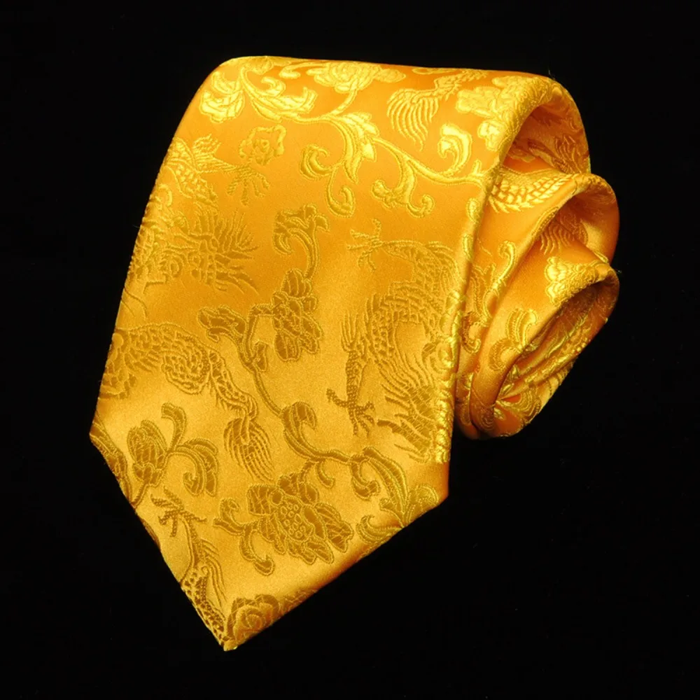 Dasi Sutra Jacquard Motif Naga Cina, Dasi Nasional yang Dapat Disesuaikan, Dasi Pria Lembut yang Diikat Tangan, Aksesoris Jas